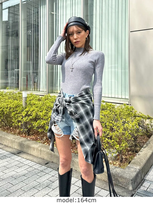 ハイダメージデニムショートパンツ